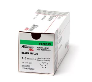 Suture Nylon Black Mono 18'  697G (P-1) #1279B 3 .. .  .  